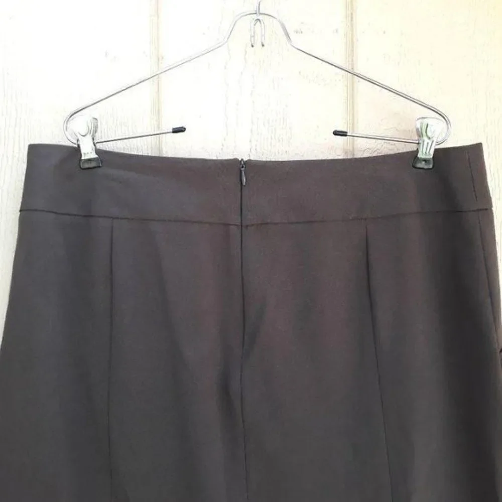 Larry‎ Levine Skirt Stretch Mock Wrap Pockets Brown